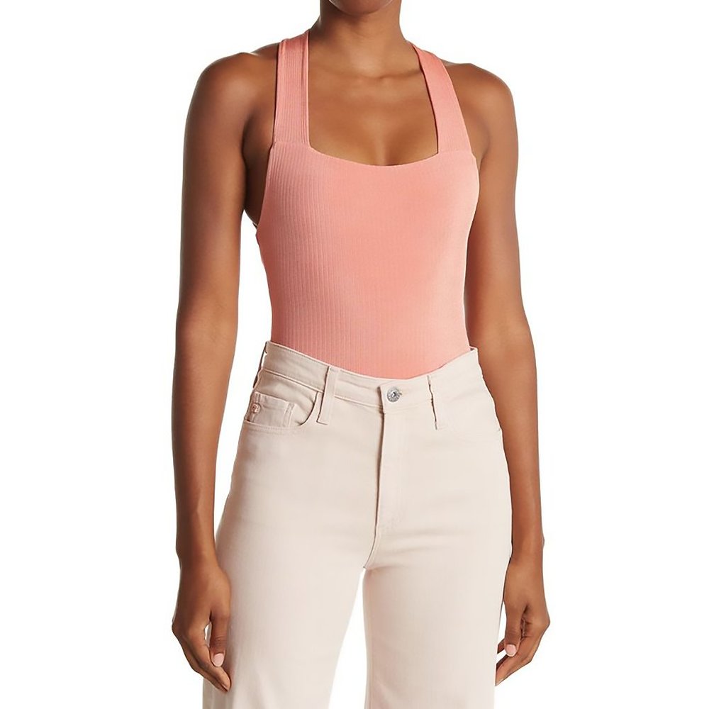 NWT - WAYF Back Crisscross Strap Ribbed Bodysuit in Mauve